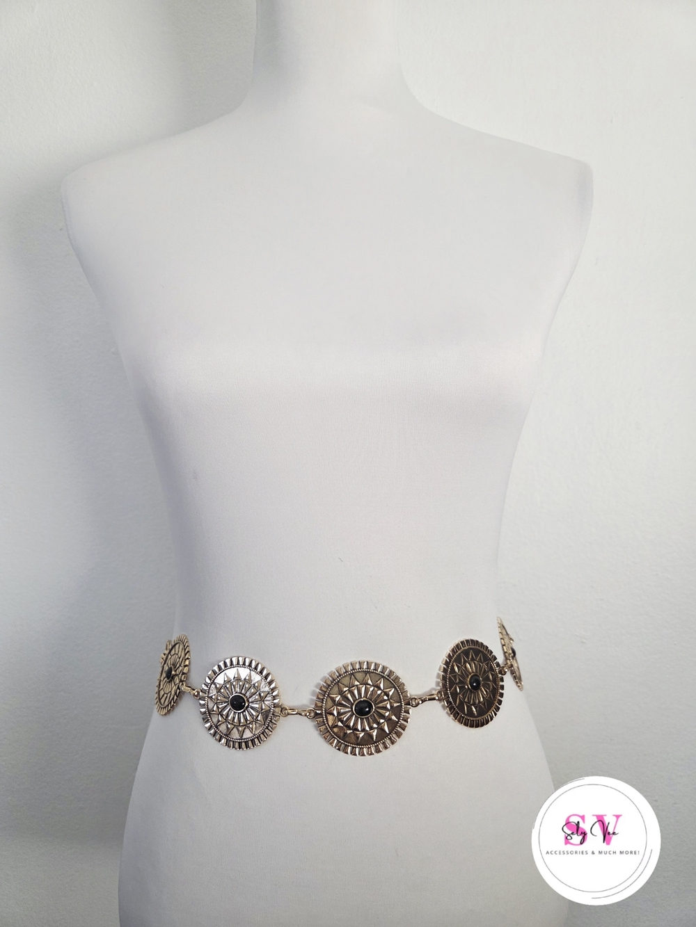 Gold Medallion Chain Waist Belt